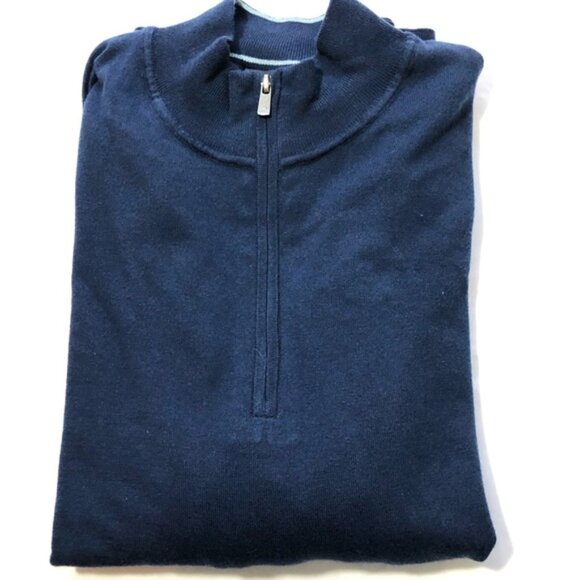 Faherty NWT movement quarter zip collared sweater marine blue Heather mens XL - Picture 8 of 8
